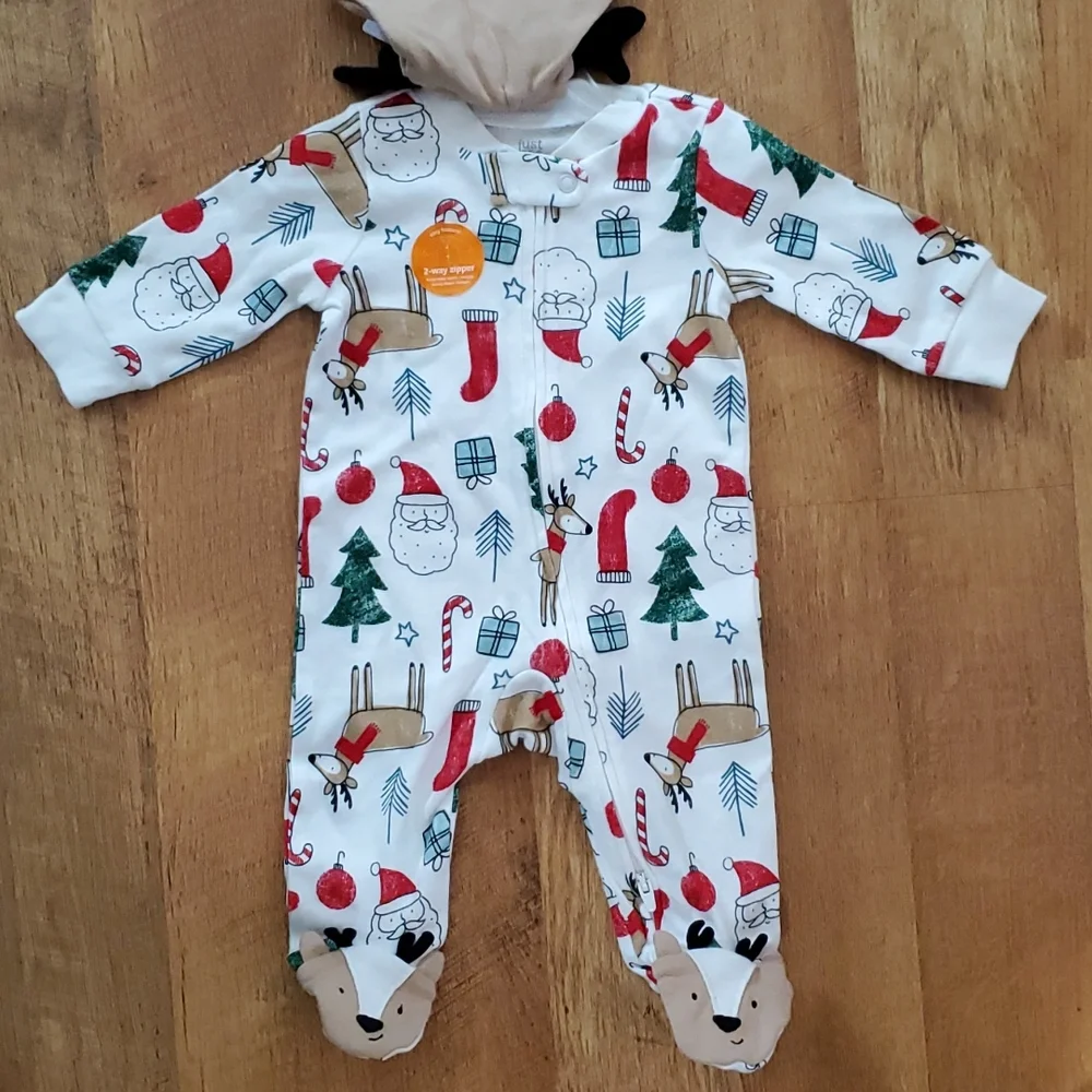 Carter's NWT Just‎ One You Christmas Reindeer Footie Outfit with Hat